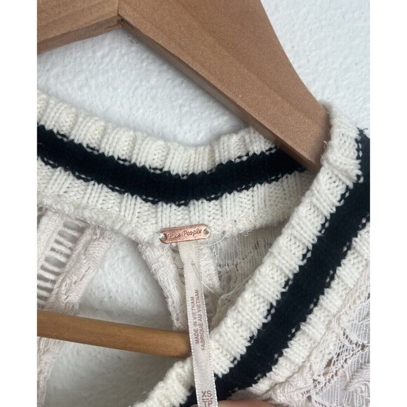 Free People Ivory Maisie Lace All Star Peplum Tank Flare Size XS Coquette Preppy - Picture 6 of 7